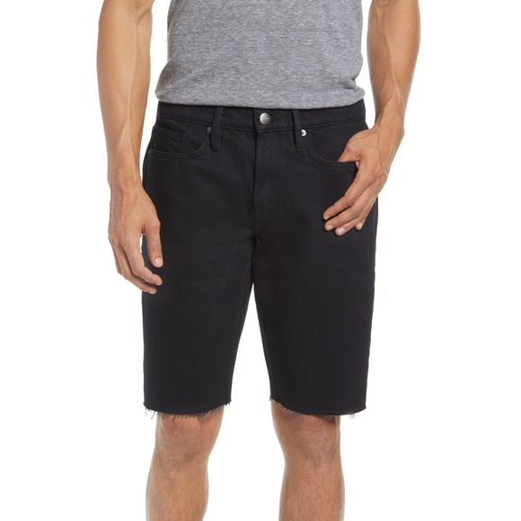 Frame Black Five-Pocket Relaxed L'Homme Cutoff Denim Shorts NWT Size 28 - Picture 1 of 10
